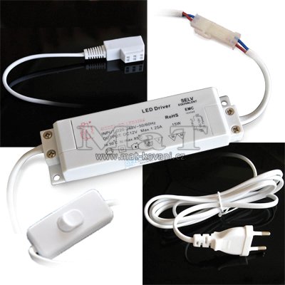 trafo k bodovkm led 12V/15W/1,25A 3xvstup