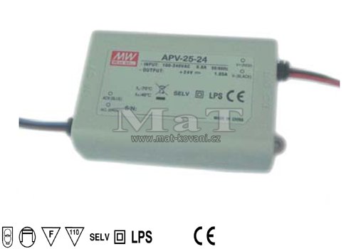APV 12V/25W/2,1A stejnosmrn spnan zdroj 12V 230VAC/50Hz/12V=/1A/12W IP67